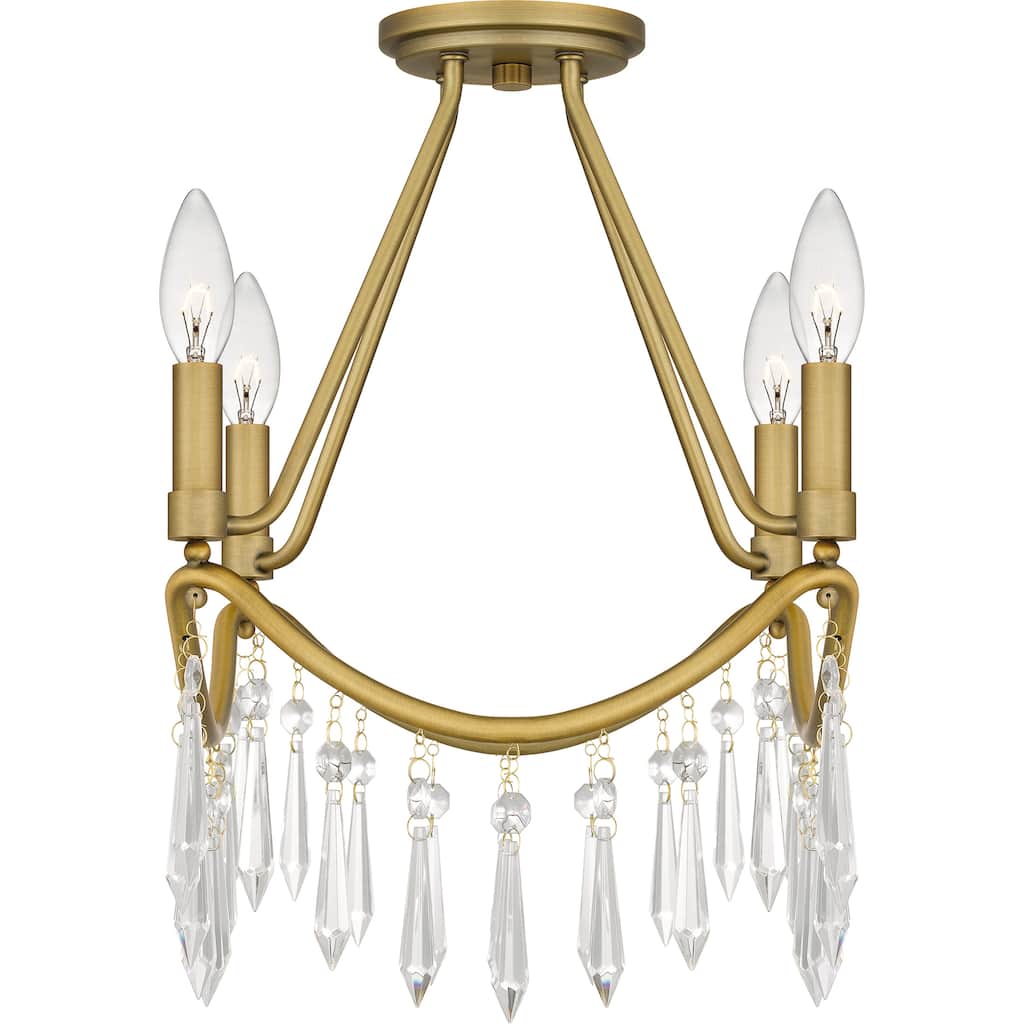 Airedale 4-Light Aged Brass Semi-Flush Mount Light