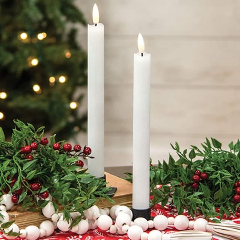 Wax Timer Taper Candles with Faux Flame for Home Decor Set of 2 - 1 x 1 x 10 in.