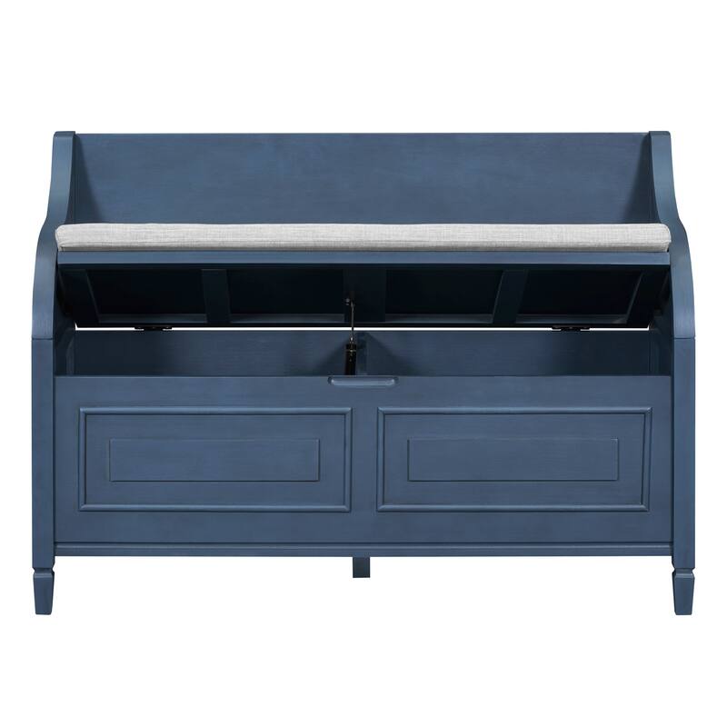 Rustic Style Solid wood Entryway Multifunctional Storage Bench with Safety Hinge