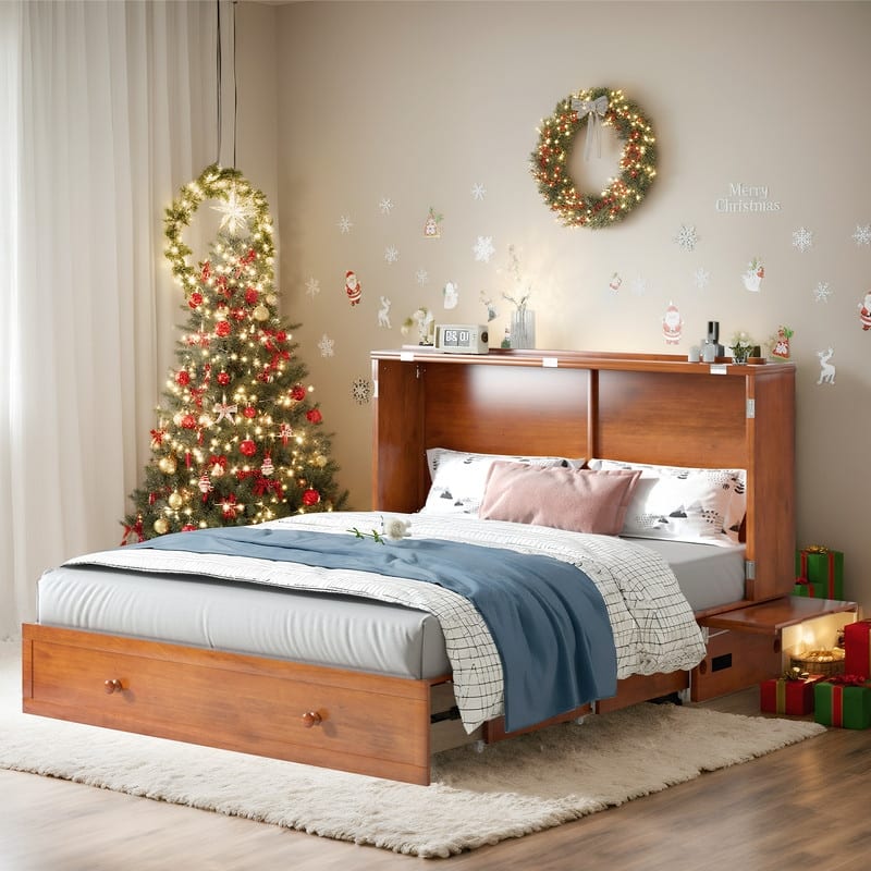 Mixoy Modern Murphy Bed Cabinet Chest with Storage Platform,No Mattress