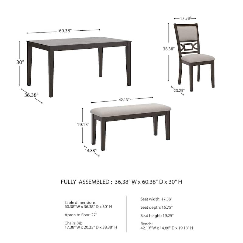 Signature Design by Ashley Langwest Dining Table and 4 Chairs and Bench (Set of 6)