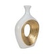 preview thumbnail 7 of 12, Modern Ceramic Textured Oval Cut-Out Vase - Home Decor - 13"