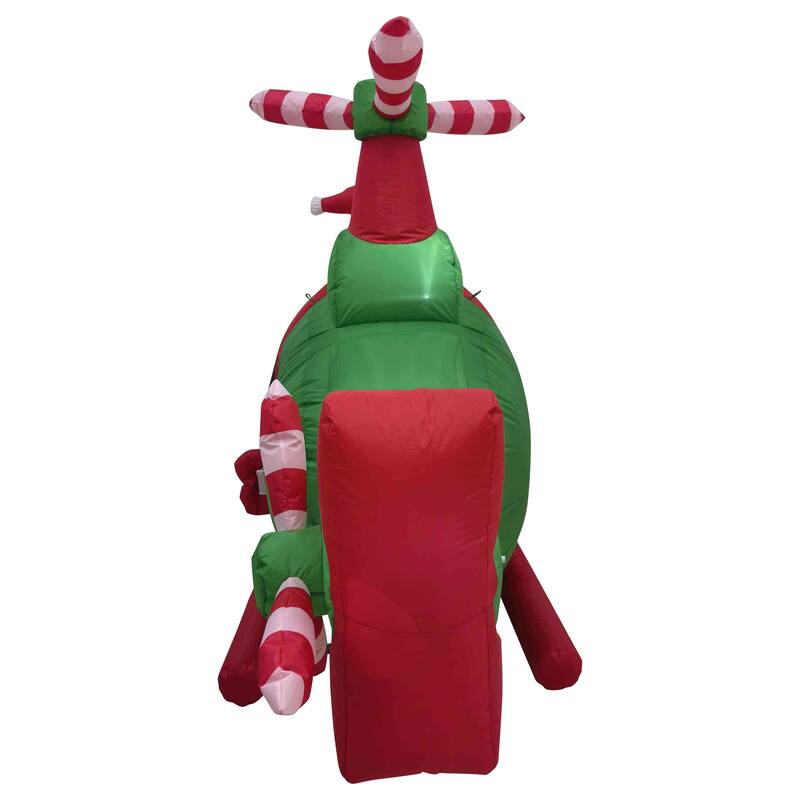 Lighted Inflatable Santa with Helicopter Outdoor Christmas Decoration -7' - Green