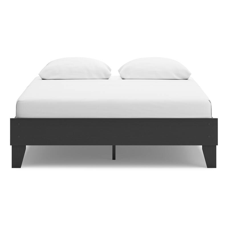 Alli Queen Size Platform Bed, Matte Black Wood Frame with Laminate