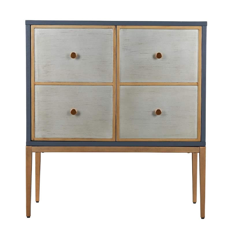 Delcey Mid-century Modern 2-Door Accent Cabinet Sideboard Brushed Brass Storage Shelf for Living/ Dining Room