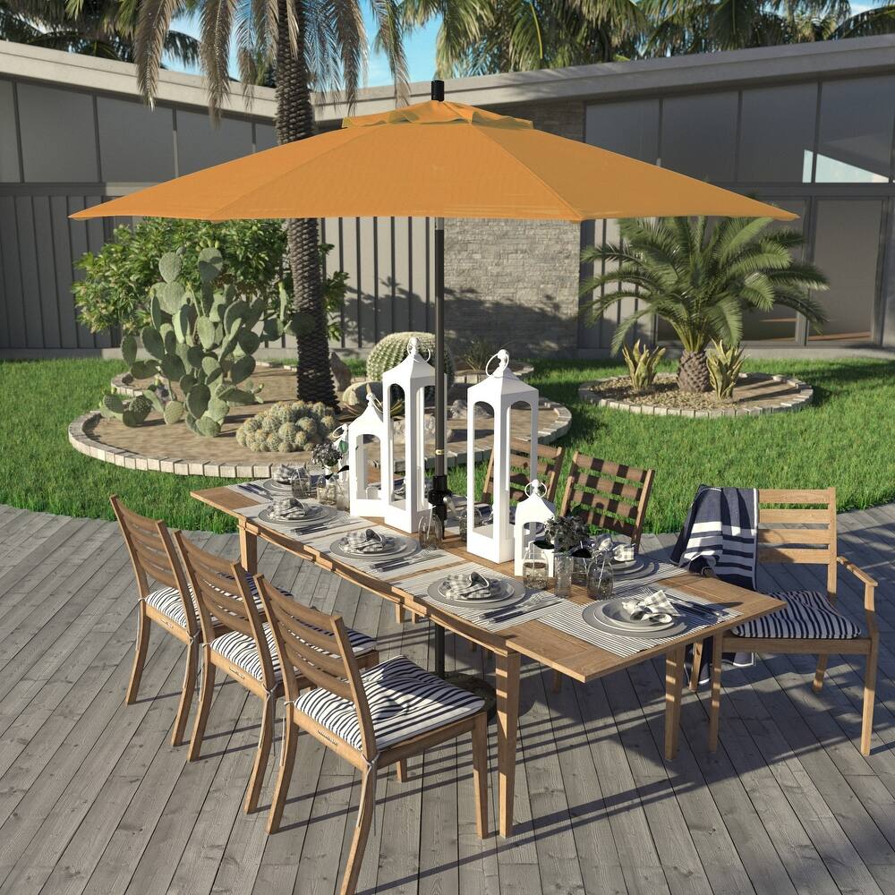California Umbrella 9' Rd Golden State Series Patio Umbrella Black Aluminum Frame Crank Lift Collar Tilt Sunbrella Cilantro