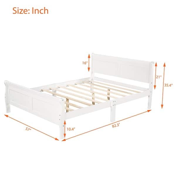 dimension image slide 1 of 9, Wood Frame Platform Bed with Curved Headboard and Footboard