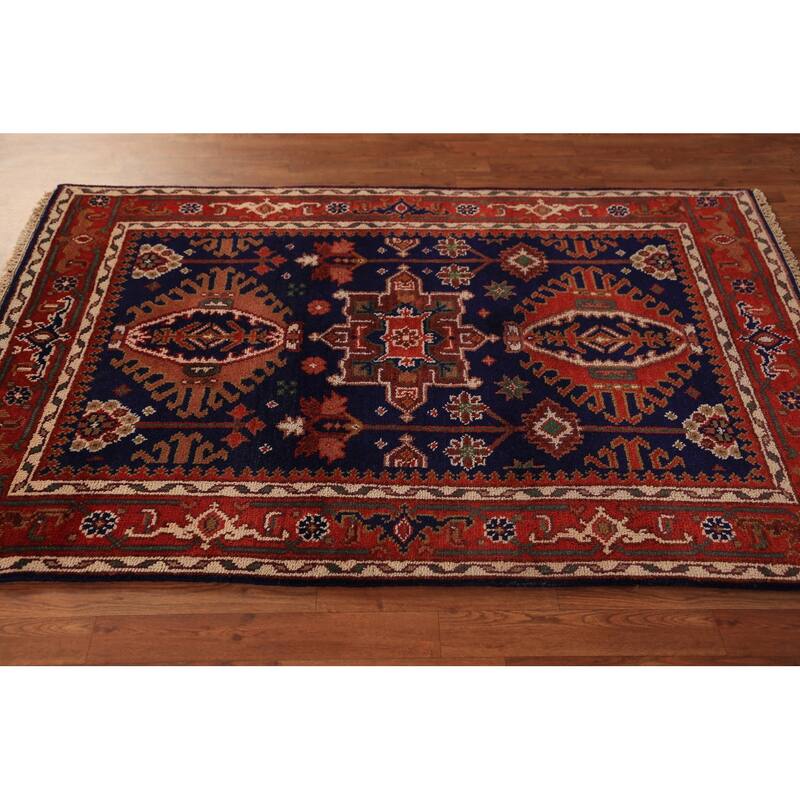 Orange Khottan Oriental Accent Rug Hand-Knotted Wool Carpet - 4'1"x 5'10"