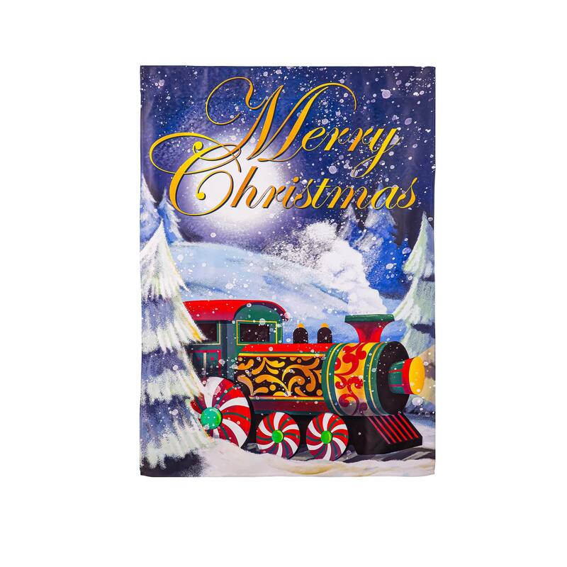 12.5 in. x 18 in. Home for the Holiday Train Garden Suede Flag - Multicolor - 12.5 in x 18 in