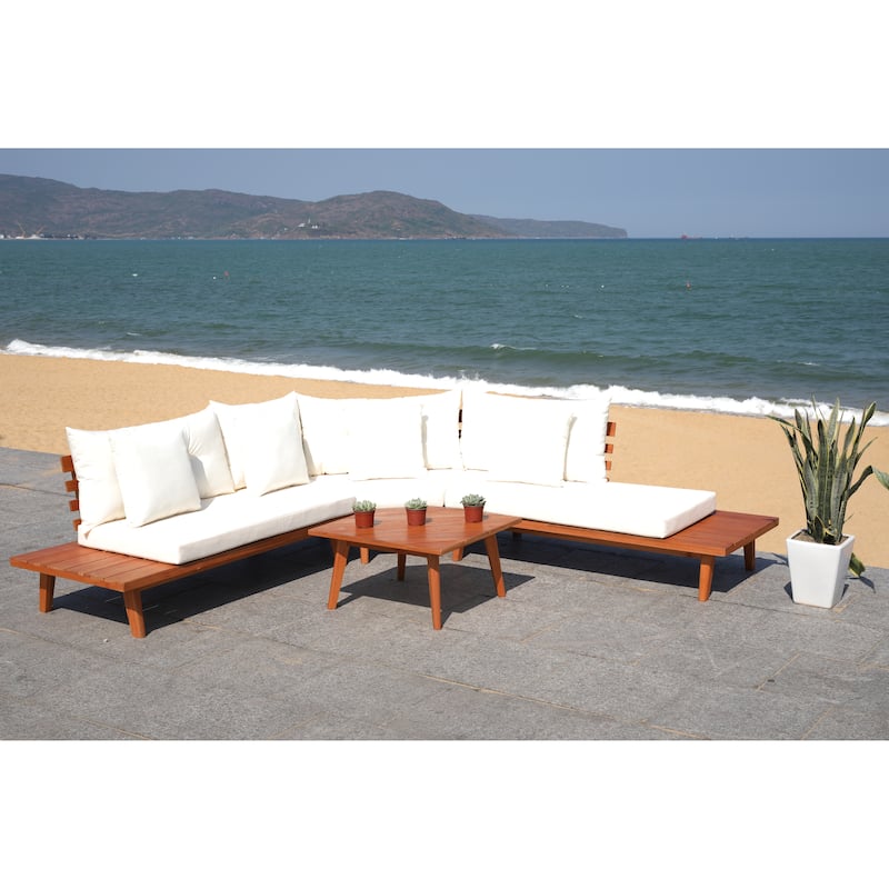 SAFAVIEH Outdoor Giancarla 4-Piece Sectional Sofa Set - 71W x 27D x 29H