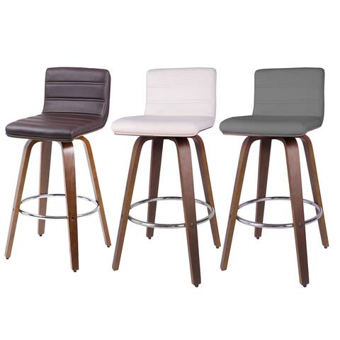 Lucky Monet PU Leather Swivel Bar/ Counter Stool with Solid Wood Legs
