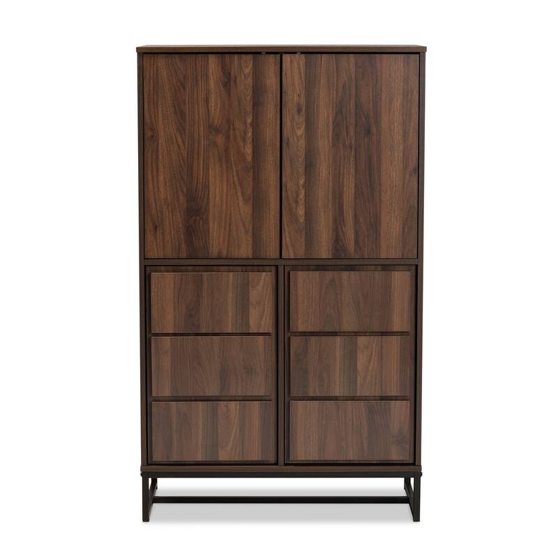 Neil Brown Wood and Black Finished Metal Multipurpose Storage Cabinet