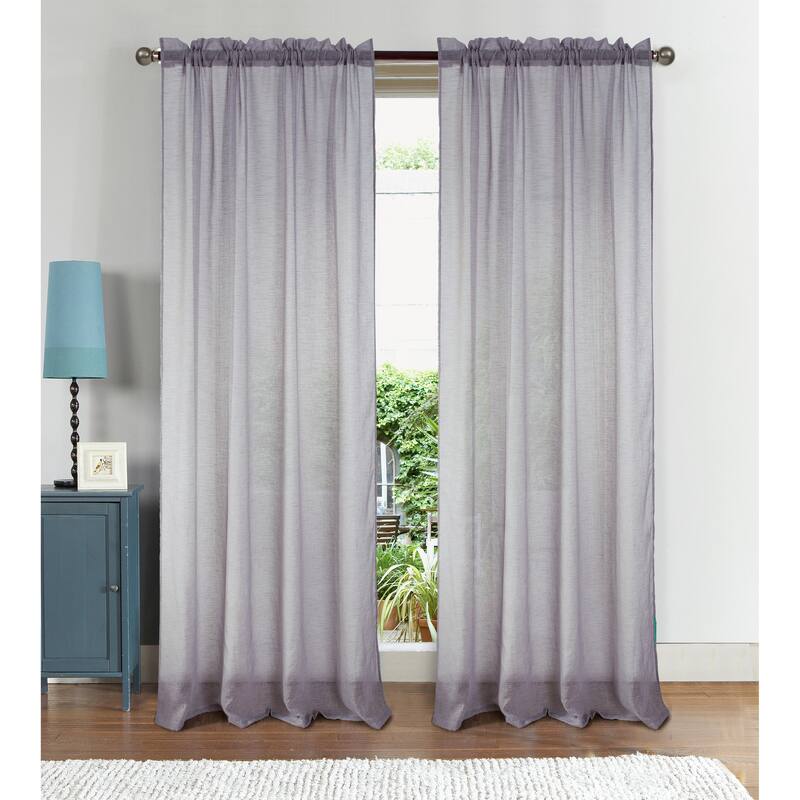 Astro Textured Sheer Window Curtain 90-Inch Rod Pocket - Silver