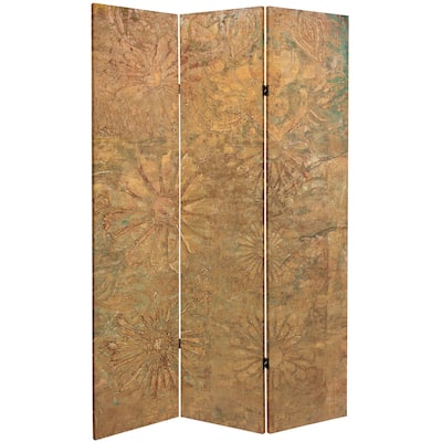 6 ft. Tall Gilded Flowers Canvas Room Divider
