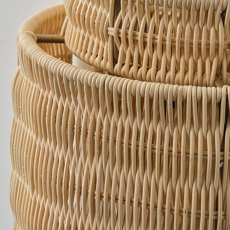 1-Light Bohemian Hand-Woven Rattan Wall Sconce Lighting