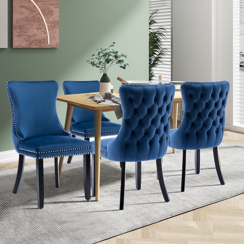 KATA Velvet Upholstered Wingback Dining Chairs Set of 2
