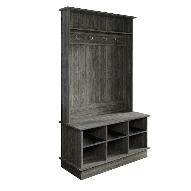 CraftPorch Modern and Contemporary Hall Tree with Storage - Dark Grey