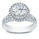 preview thumbnail 11 of 10, Auriya 2 1/3ctw Round Double Halo Diamond Engagement Ring Set 14k Gold