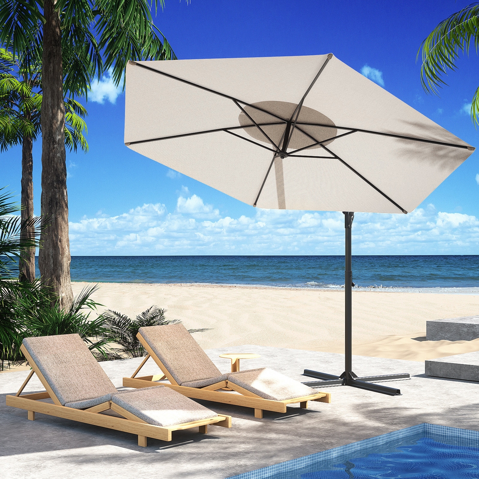 COSIEST 10ft Outdoor Offset Hanging Umbrella Patio Umbrella