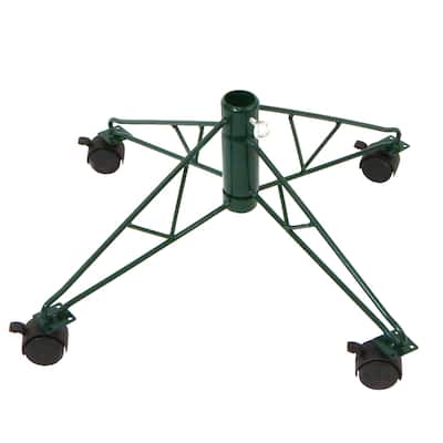 Green Metal Rolling Christmas Tree St for 6.5' - 7.5' Artificial Trees