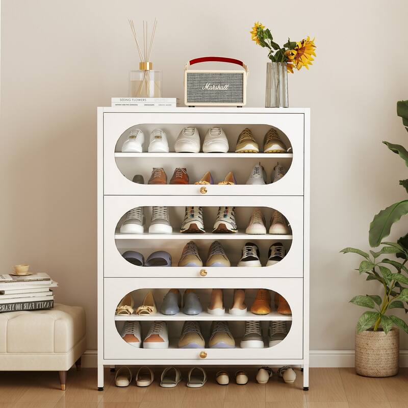 Entryway Shoe Storage Cabinet with 3/4 Flip Doors, Shoe Rack Organizer for Hallway