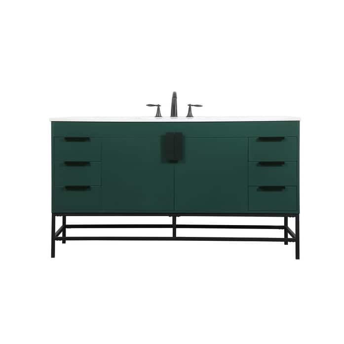 Elegant Lighting VF48860M Eugene 60" Free Standing Single Basin Vanity - Green - Painted