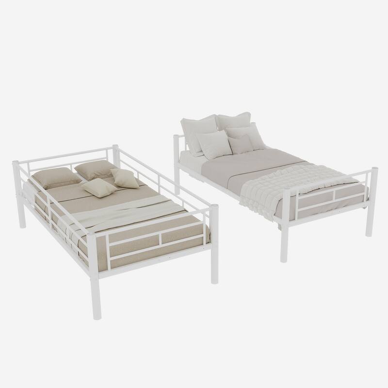 GDFStudio - Twin Over Twin Metal Convertible Bunk Bed Frame