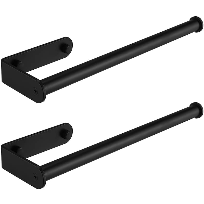Wall Mount Paper Towel Holder Bulk- Self-Adhesive Under Cabinet (2 Pieces) - Matte Black