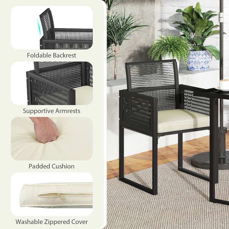 Costway 3 PCS Patio PE Wicker Furniture Set Cushioned Chairs with - See Details