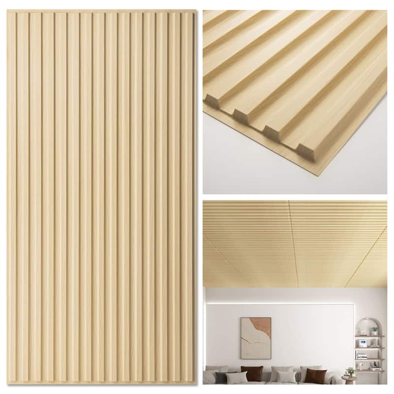 Art3d PVC Drop Ceiling Tiles,Slat Design Wall Panels,2X4 ft,12Pcs - Oak