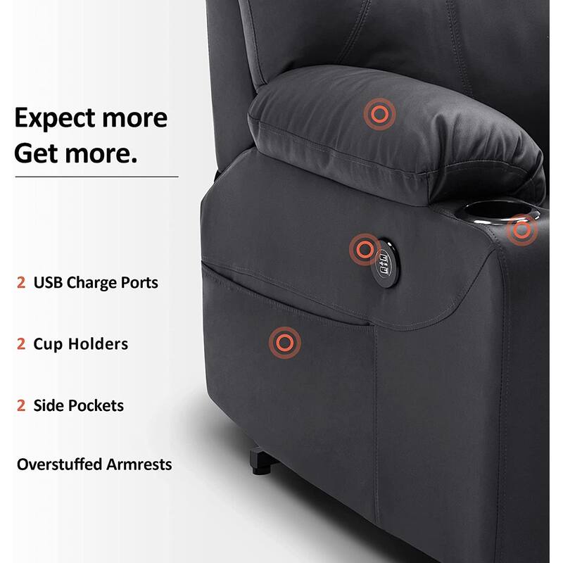 MCombo Electric Power Lift Recliner Chair Sofa with Massage and Heat, 3 Positions, USB Ports, Faux Leather 7040