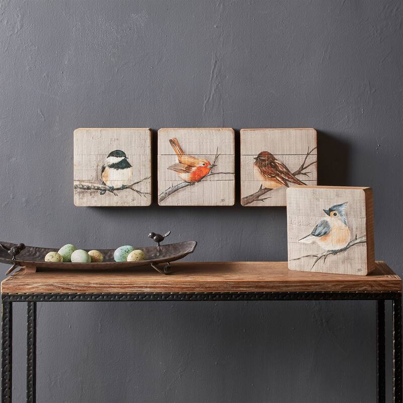Bird Plaque (Set of 4) - Multi-Color