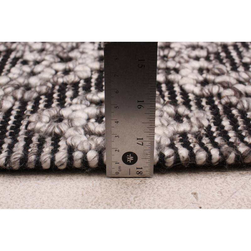 ECARPETGALLERY Braid weave Sienna Grey Wool Rug - 2'3 x 8'2
