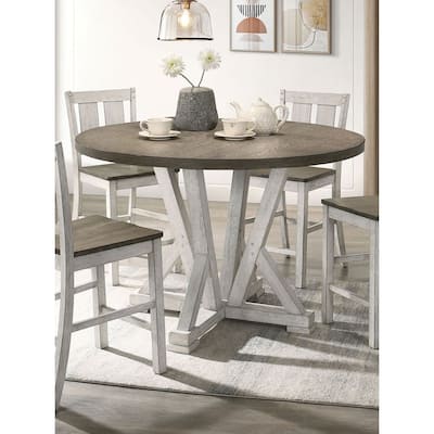 Antique White Rustic Style 1pc Counter Height Dining Table Two-tone Design Dining Room Furniture