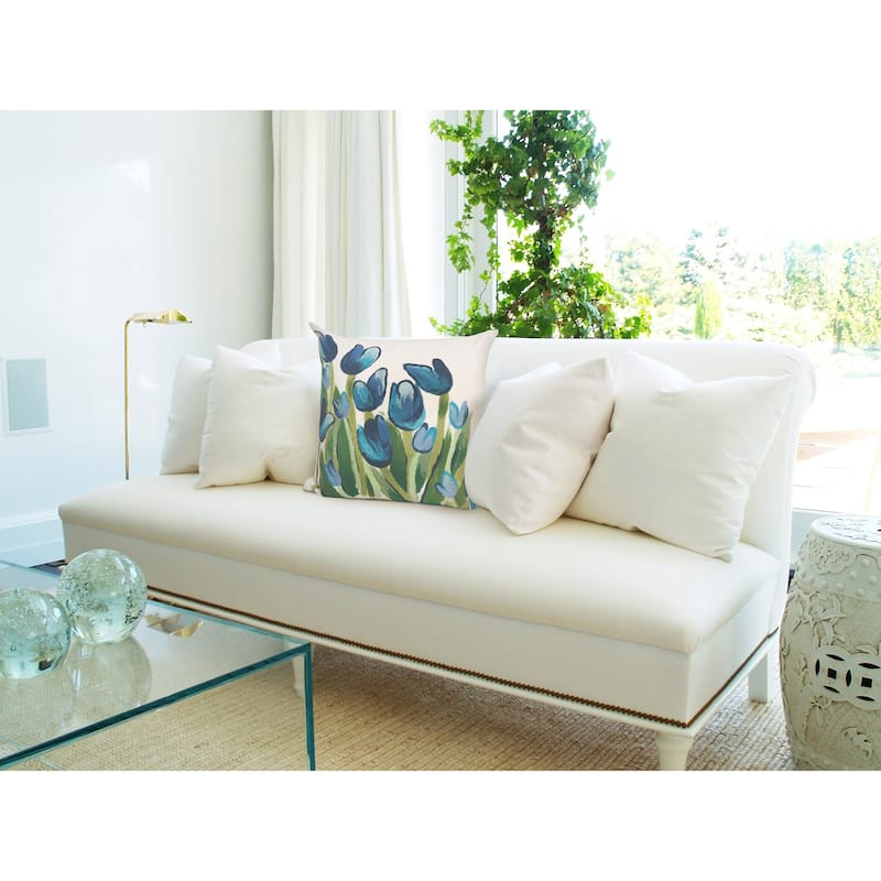 Liora Manne Visions III Allover Tulips Indoor/Outdoor Pillow Blue 20" Square