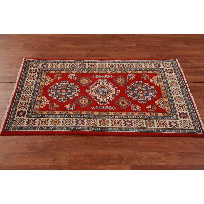 Red Kazak Foyer Rug Bedroom Hand-Knotted Wool Carpet - 2'8"x 4'1"