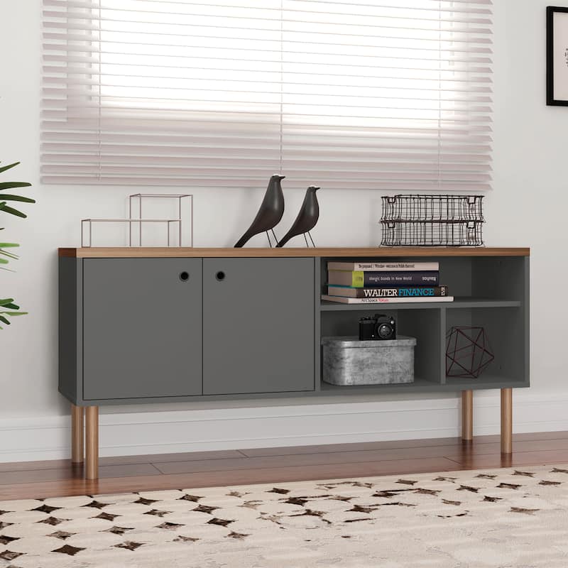 Sunnydaze Mid-Century Modern TV Stand Media Console for 55" TV - Peppercorn Gray