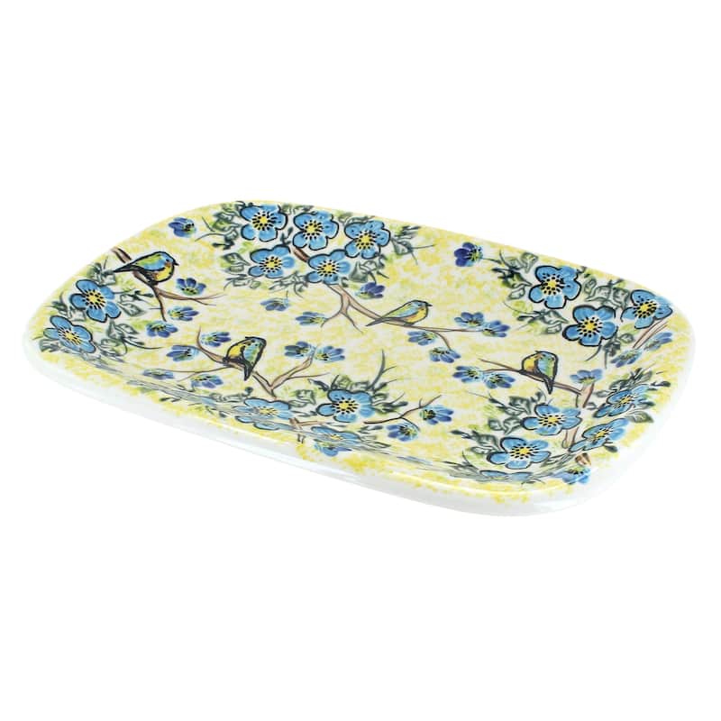 Blue Rose Polish Pottery 120 Vena Medium Rectangular Serving Platter
