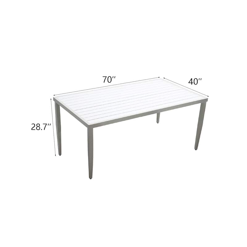 Outdoor Patio Aluminum 40"X70" Two-Tone Table Top Rectangle Dining Table With Tapered Feet