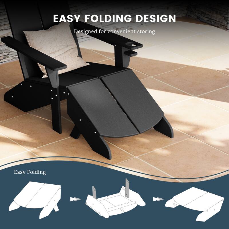 Coastin Modern Poly Adirondack Chair With Ottoman