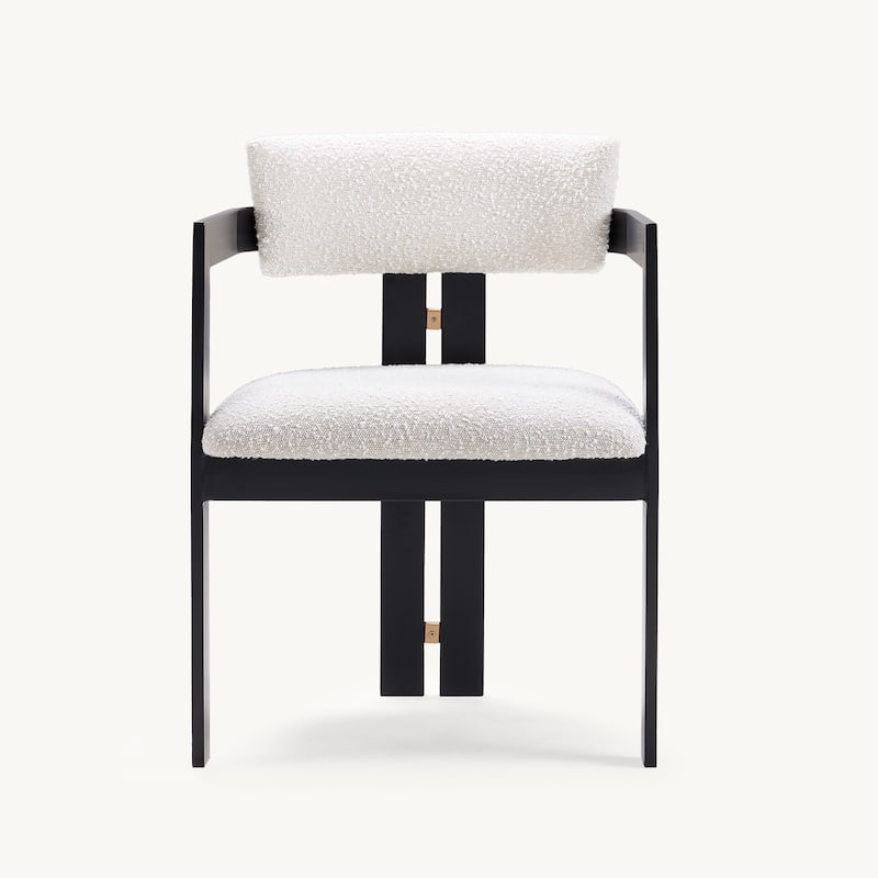 Boucle Fabric Contemporary Dining Chairs with Metal Frame