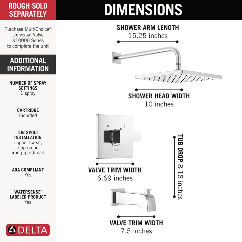 Delta T14468-PP Modern Monitor 14 Series Tub and Shower Trim Package