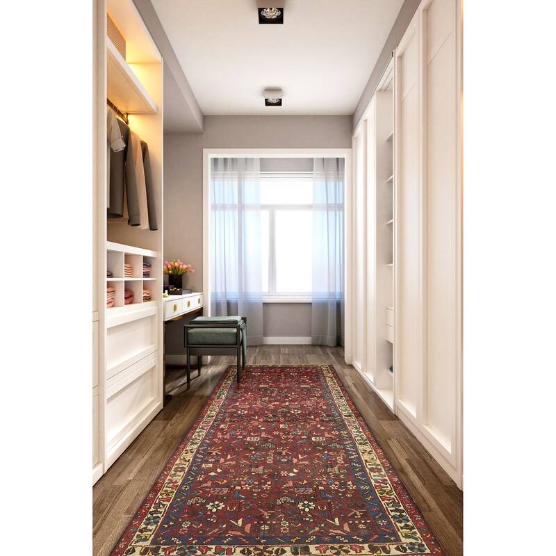 ECARPETGALLERY Hand-knotted Andelz Dark Red Wool Rug - 3'6 x 9'4