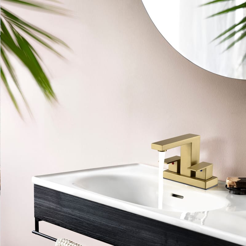 5.3"H Stainless Steel Centerset Deck Mounted 2-Handle Bathroom Faucet