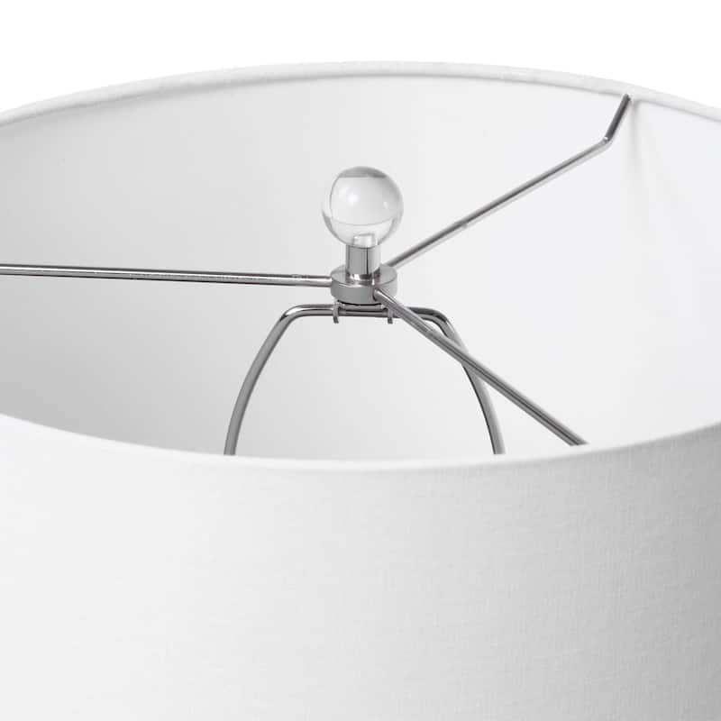 Coastal Glossy Table Lamp with White Round Drum Shade - 29.5" - Blue and White