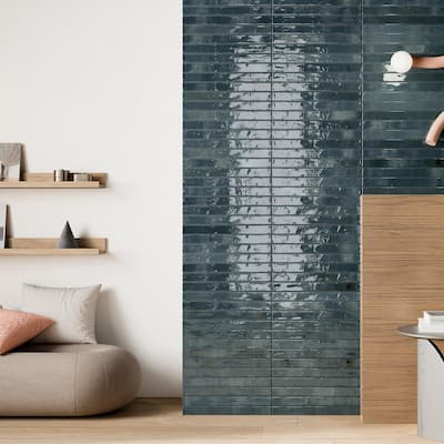 Merola Tile Scottsdale Blue 1-7/8" x 17-3/4" Porcelain Floor and Wall Tile