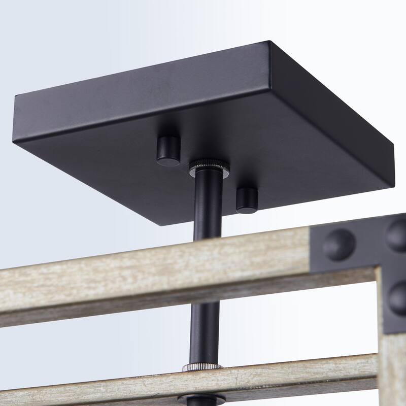 CO-Z Industrial 2-Light Caged Square Semi Flush Mount Ceiling Light - 12.3"x12.3"x11"