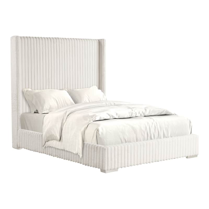 Furniture of America Draper Modern Chenille High Wingback Platform Bed