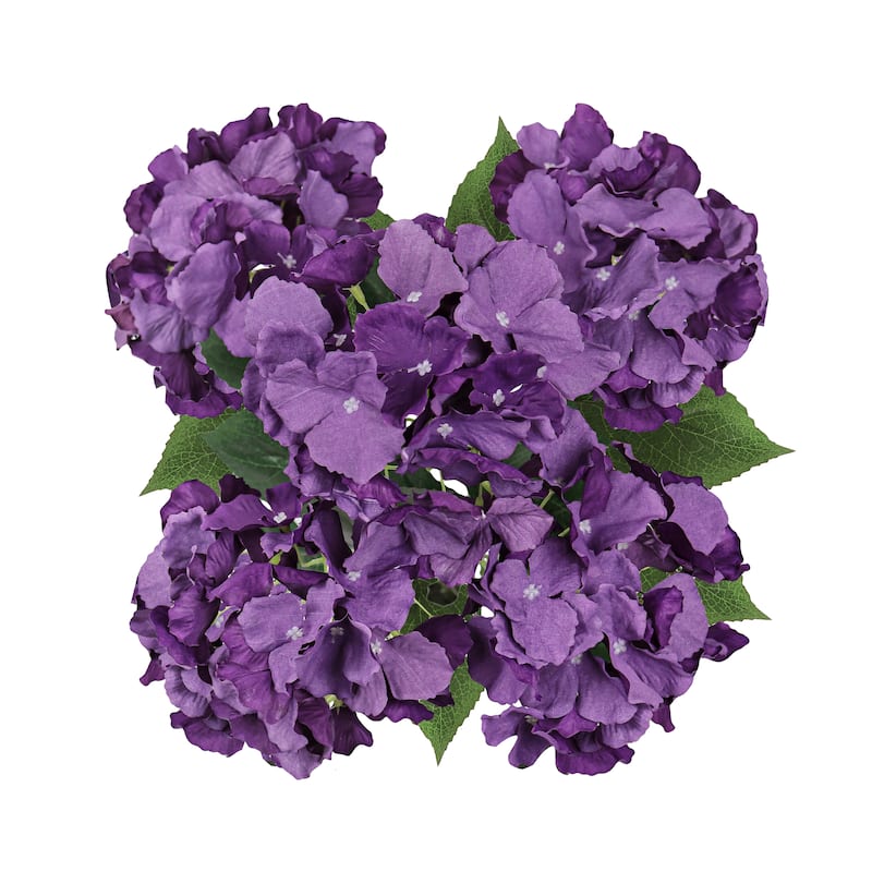 Set of 2 Purple Artificial Hydrangea Flower Stem Bush Bouquet 19in - 19" L x 12" W x 12" DP