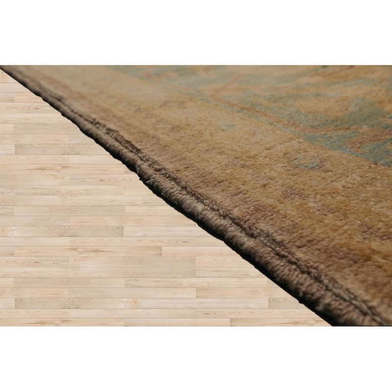 Hand Knotted Peshawar Taupe,Aqua Wool Traditional Oriental Area Rug - 7' 10'' x 10'